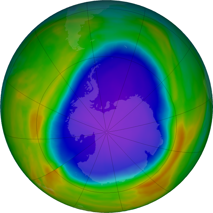 Antarctic ozone map for 12 October 2018